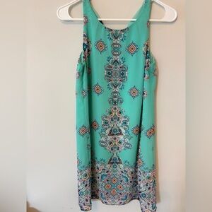 by & by Teal Patterned Dress